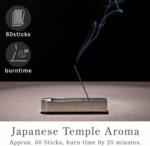 Kyoto Sandalwood Incense Sticks - Japanese Temple Aroma, Ideal for Relaxation & Meditation, Approx. 60 Sticks (0.044 Pounds) - Premium Quality Incense for Spiritual & Home Use Nagomikobo