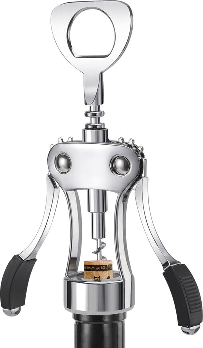 Wine Opener, Heavy-Duty Zinc Alloy Wing Corkscrew, Premium Beer Bottle Opener, Multifunctional Wine Accessories with Erg