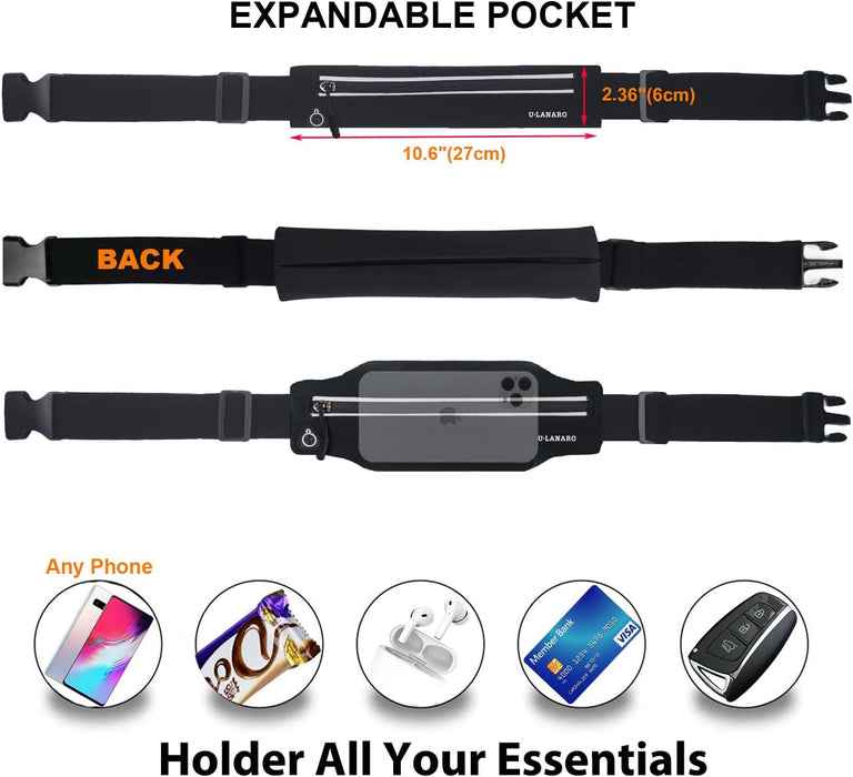 Slim Running Belt Fanny Pack for Men Women, Running Phone Holder Runners Pouch Waist Pack for Workout, Money Belt, Runni
