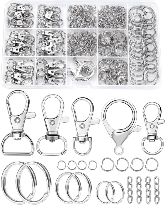 325PCS  Keychain Making Kit - Silver Keychain Clips with Key Rings