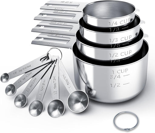 Stainless Steel Measuring Cups & Spoons Set, Cups and Spoons