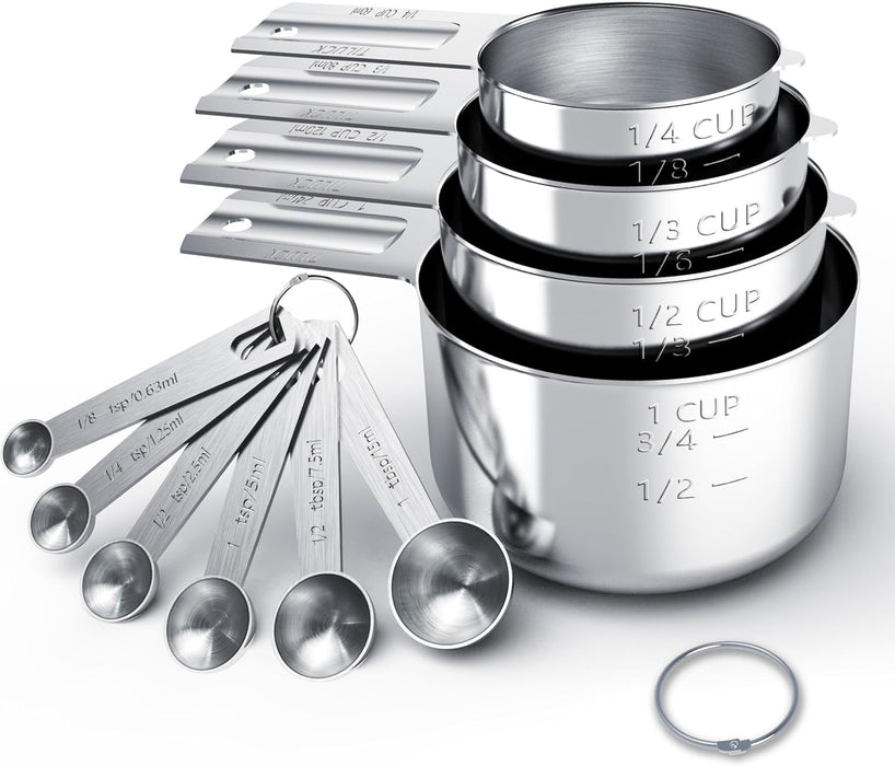 Stainless Steel Measuring Cups & Spoons Set, Cups and Spoons