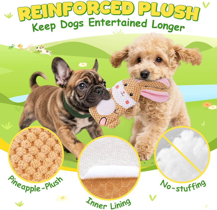 Dog Toys to Keep Them Busy, 3 Pack No Stuffing Interactive Dog Toys with Crinkle, Squeaky Puppy Chew Toys for Small, Med