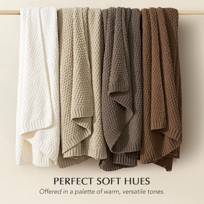 HOME Chunky Chenille Knit Throw Blanket, 50 x 60, Mocha Brown