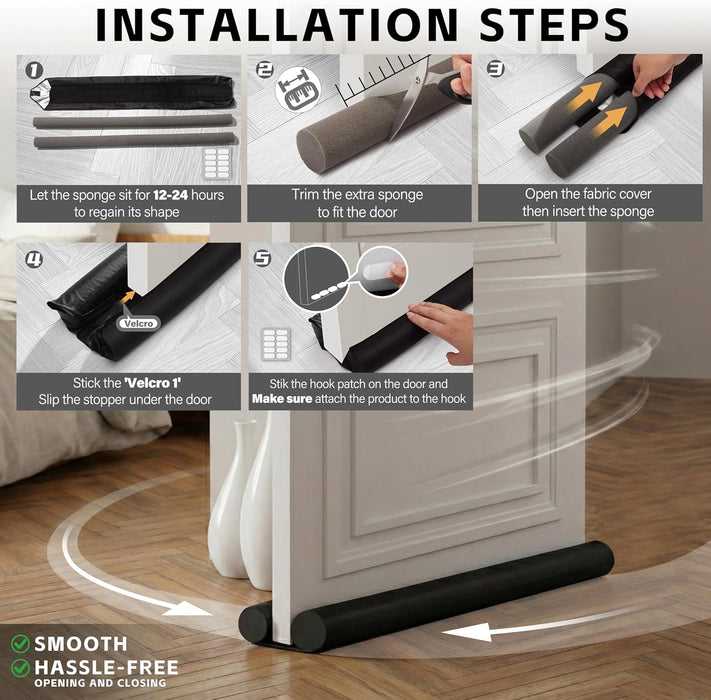 Under Door Draft Stopper for Bottom of Doors 38" Black