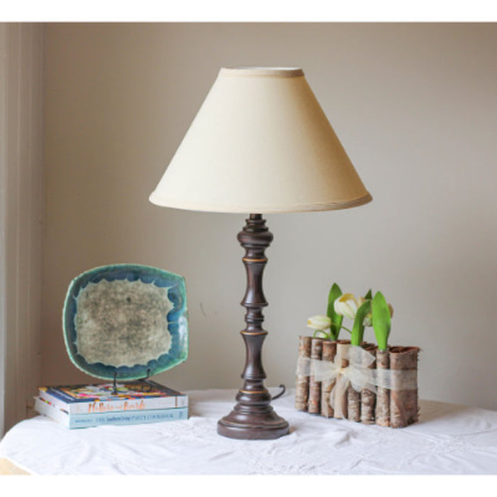 Deep Cone Hardback Lampshade with Washer Fitter, Beige Color Fabric Lampshade for Table Lamps, Natural Linen, 6Top X 19 Bottom X 13 Height