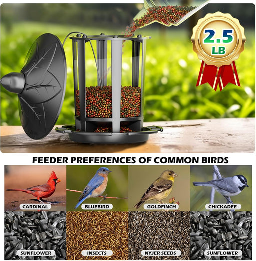 2 Pack Bird Feeders for Outdoor Hanging, Assembly Required, 1-Min Easy Setup, Charming Castle Design, Attracting Cardinals Chickadees Goldfinches & Sparrows - Black