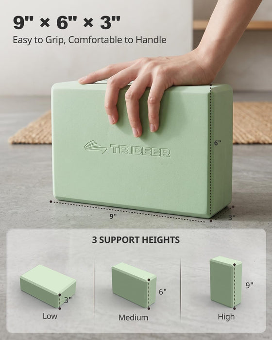 Yoga Blocks 2 Pack with Supportive Non-Slip Foam for Yoga Pilate Stretching