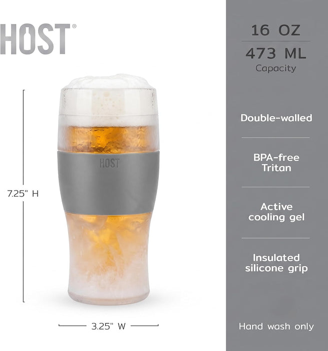 Freeze Beer Glasses, Freezable Beer Gifts for Men, Double Wall Insulated Pint Set, Tumbler for Cold Drinks, 16, Set of 2