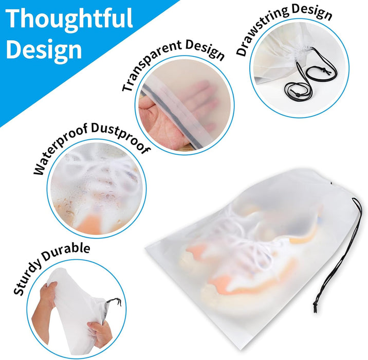 Clear Shoe Bags for Travel 5 PCS, Drawstring Travel Shoe Bags for Packing