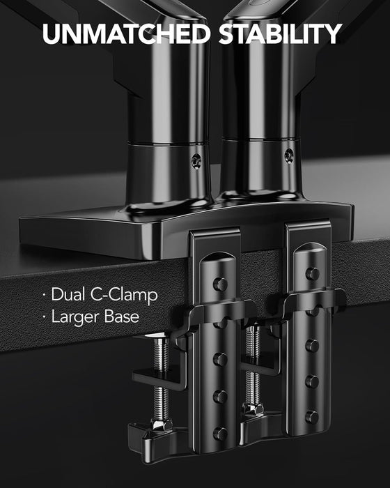 FlowLift™ Dual Monitor Stand, Fully Adjustable Gaming Monitor Desk Mount for 13–32″ Computer Screens, Full Motion VESA 7