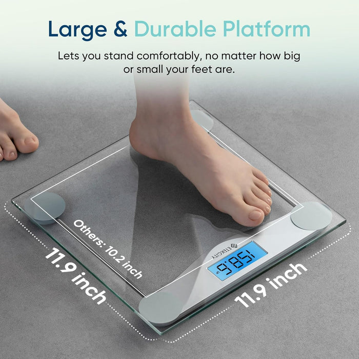 Digital Body Weight Bathroom Scale, 6mm Tempered Glass, 400 lbs