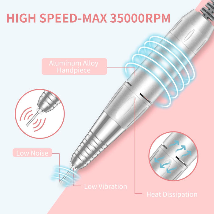 Portable Nail Drill Professional 35000 RPM, Electric Nail E File