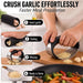 Stainless Steel Garlic Press Rocker Set - Premium Garlic Mincer Garlic Crusher - New Innovative Garlic Crusher with Peel