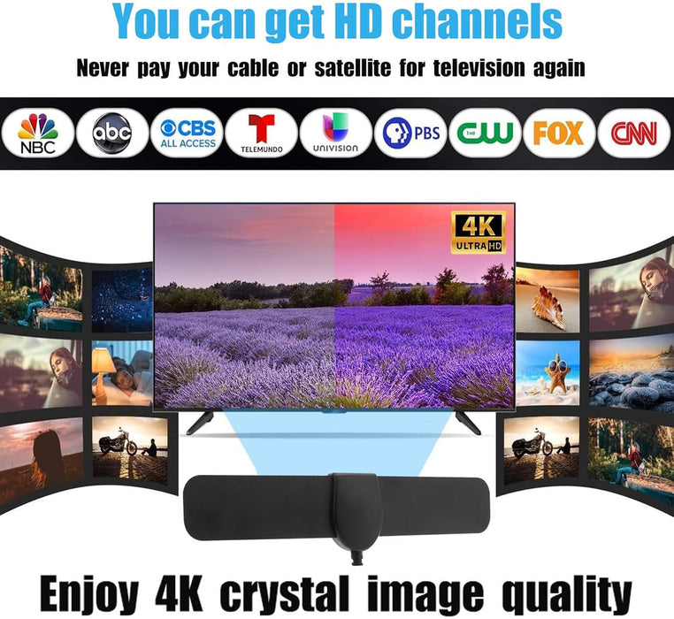 Digital Antenna for Smart TV Indoor,360°Reception,Support 4K 1080p, Antennas for Local Channels,Detachable Signal Amplifier-Signal Booster,10ft Coaxial HDTV Cable, Portable HD TV Antenna