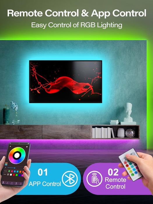 20FT USB RGB Led Lights for TV 32-80 Inch with Remote & App Control