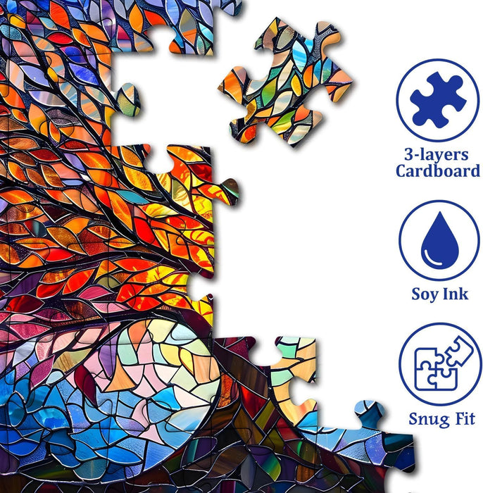 Stained Glass Puzzle Tree of Life Puzzles for Adults 1000 Pieces, Impossible Hard Difficult Challenging Puzzles for Adul