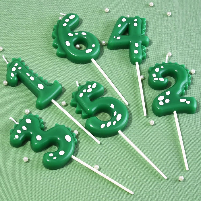2.76 Inch Green Dinosaur 3 Number Birthday Candles, Dinosaur Number Candles, Cake Number Candles, Party Celebration