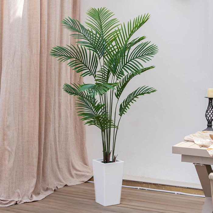 Palm Tree 6FT Artificial, 72in Tall Faux Palm Tree with 15.7 White Planter, Fake Potted Tree for Indoor & Outdoor Home O