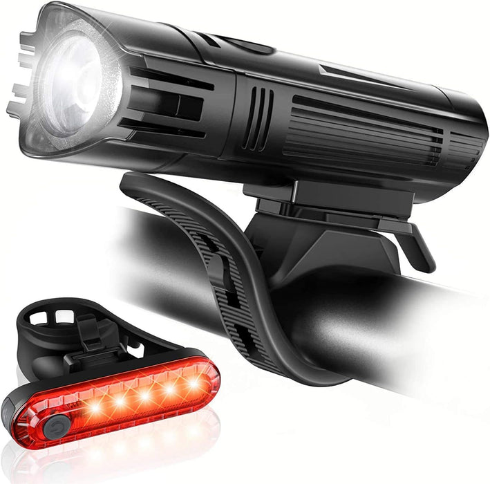 Ultra Bright USB Rechargeable Bike Light Set, Powerful Bicycle Front Headlight and Back Taillight, 4 Light Modes, Easy t