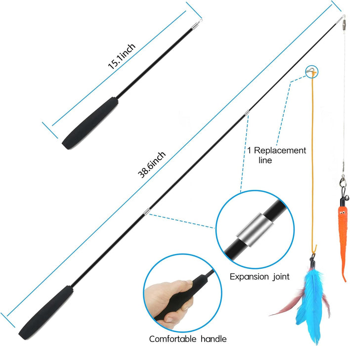 Cat Toys Interactive for Indoor Cats,2PCS Retractable Cat Wand,9PCS Teaser Toys&1PCS Hanging Door Lure Kitten Toy,Intera