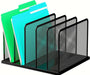 Desk File Organizer Upright Mesh Desktop Organizer File Sorter Office Organization File Holder for Home, Office & Classroom (Black, 1 Pack 5-Section)