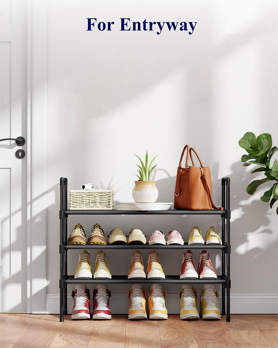 Shoe Rack for Closet, Shoe Organizer, 27.6" Wide - 3 Tier, Black