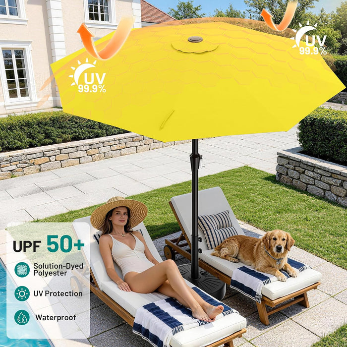 9FT Outdoor Patio Umbrella with Tilt and Crank, Yellow