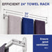 Brushed Nickel 24" Towel Rack, Rustproof Wall Mounted Towel Bar