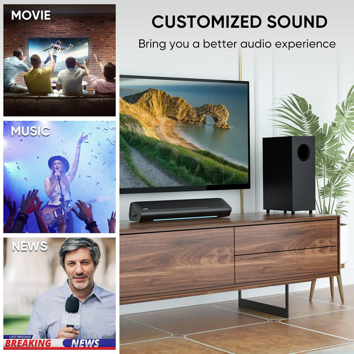 Sound Bar with Subwoofer, Home Theater Surround System for TV PC