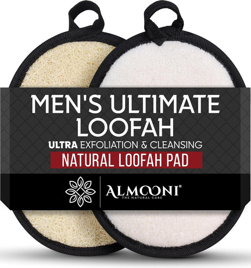Loofah Sponge Body Scrubber for Men, Black, 2 Count