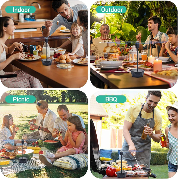 Fly Fans for Food Tables, Fly Control Spinner Table Top Keep Flies Away from Patio Picnic Party Restaurant Kitchen Camping and BBQ