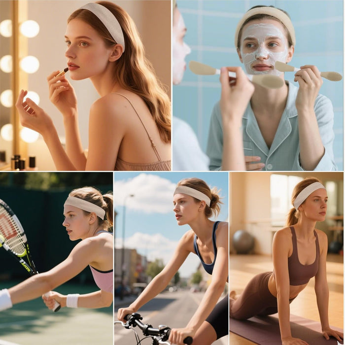 Gua Sha Facial Tools Face Roller for Wrinkles Jade Roller and Gua Sha Set, Scrubber Pore Brush Headband Skin Care Tools for Travel Skincare Routine Massaging Reducing Puffiness - Green