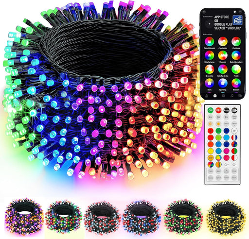 Smart Christmas String Lights, 98FT 300 LED RGB Color Changing String Lights with Remote & App Controlled, Halloween Dec