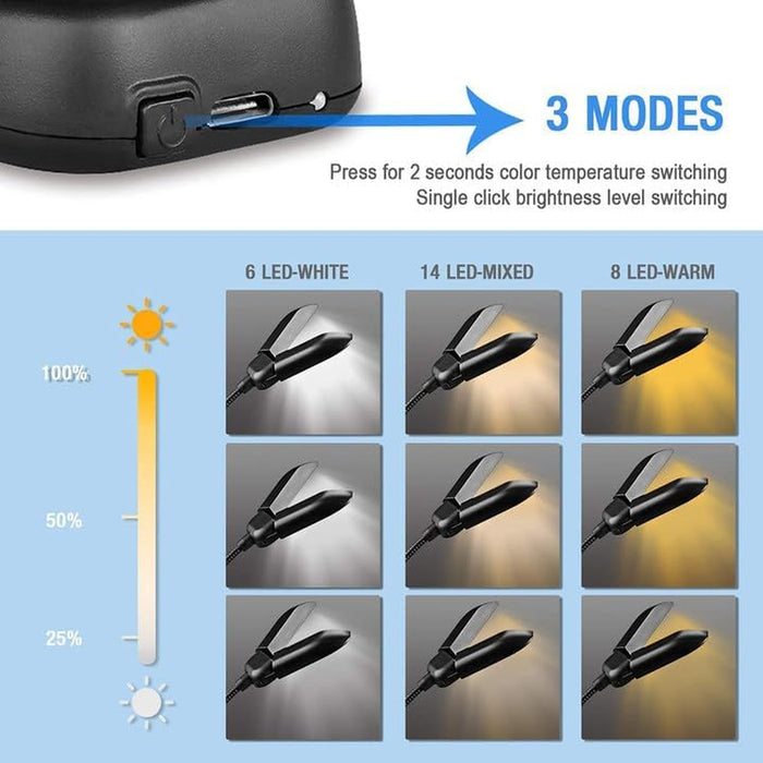 14 LED Rechargeable Book Light for Reading at Night
