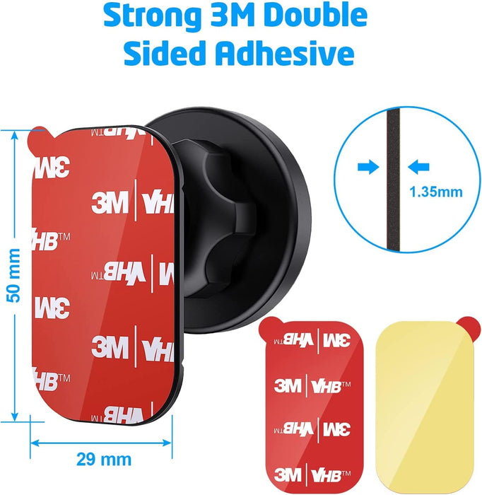 3M [6 Pack] Sticky Adhesive Pads Replacement Mounting Tape, Dashboard Sticker for Magnetic Phone Car Mount, Double Sided 3M Adhesive Pads, with 2 Dry Wipes
