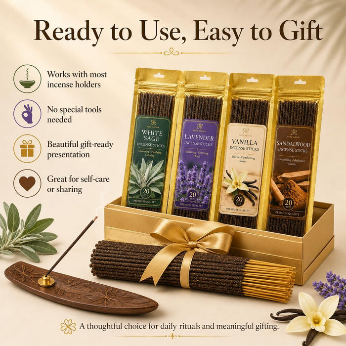Natural Incense Sticks - 80 White Sage Sandalwood Lavender Vanilla