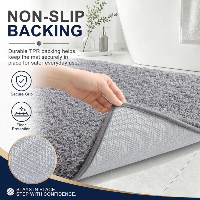 Microfiber Bathroom Rugs 30x20, Soft Highly Absorbent Bath Mat, Grey
