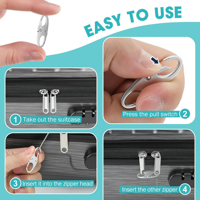 8 Pcs Anti-Theft Small Carabiner Clip, Double Opening Zipper Pull Replacement, Elegant Zinc Alloy Zipper Clips for Backp