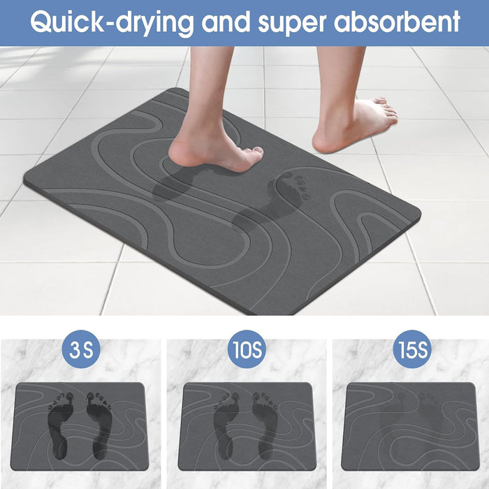 Stone Bath Mat, Diatomaceous Earth Bath Mat, Shower Mat Grey
