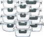 24 Piece Glass Food Storage Containers with Lids,Gray