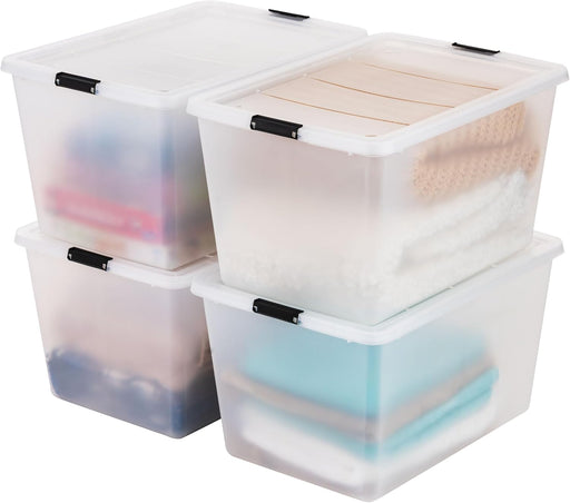 4-Pack 55 Quart Clip Box with Latching Lid