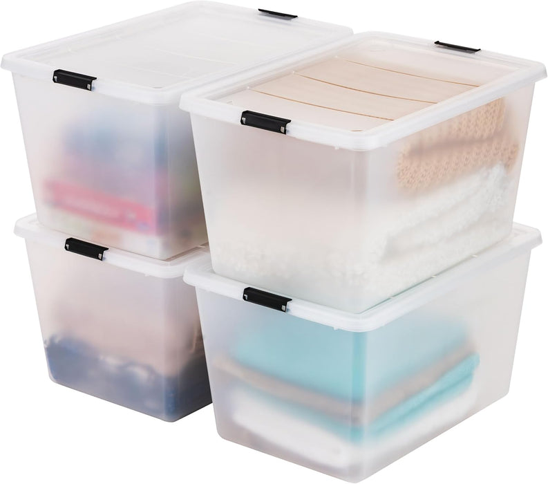 4-Pack 55 Quart Clip Box with Latching Lid
