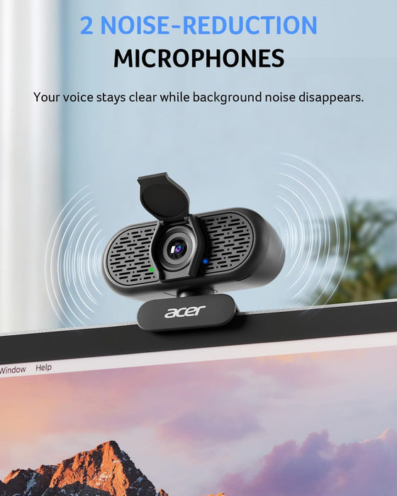 Acer A610 1080p Webcam for PC with Microphones Computer Camera for Meeting