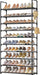 10 Tier Shoe Rack, Tall Shoe Organizer, 32.2" Wide, Black