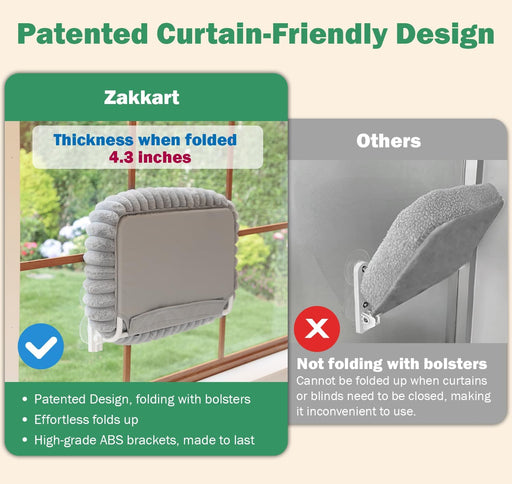 SnugCloud Foldable Cat Window Perch (Cream White, M)