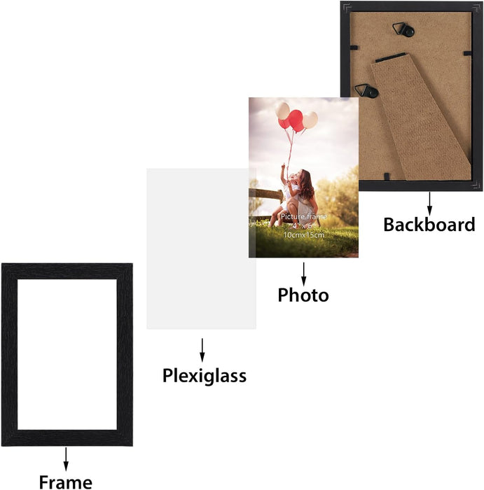 4x6 Picture Frame Set of 15, Black Picture Frames for 4 by 6 Photo