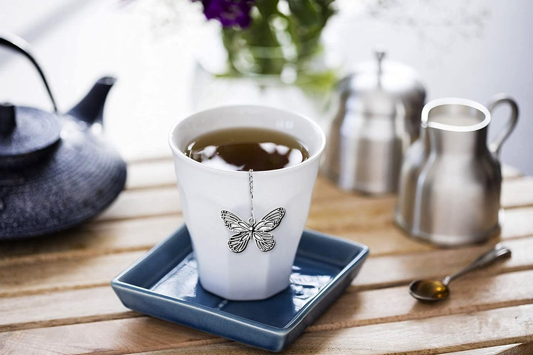2pcs Tea Infuser,Loose Leaf Tea Steeper Tea Strainer with Charm Handmade Dragonfly Butterfly Pendant Tea Ball Tea Filter