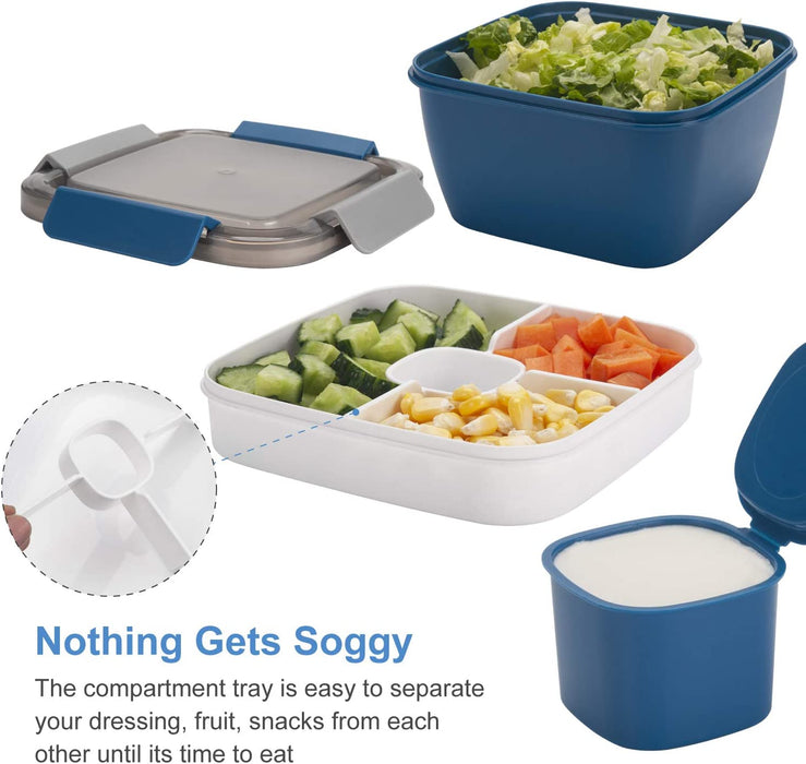 Salad Lunch Container To Go, BPA-Free 52-oz Salad Bowls to go for lunch
