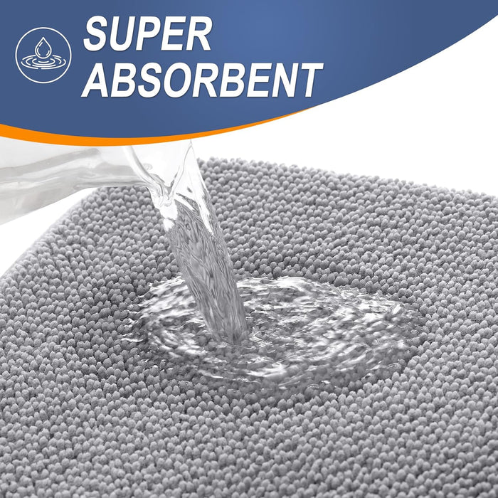 Thick Memory Foam Bathroom Rugs 30x20, Soft Absorbent Bath Mat, Grey